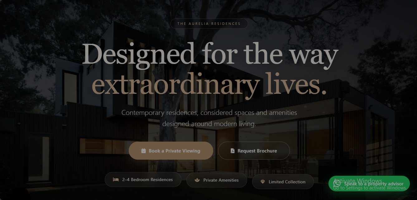 Aurelia Residences website concept